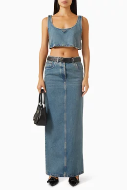 スカート PRADA Denim maxi skirt Buy Prada Blue Maxi Skirt in Denim For Women Online | Ounass