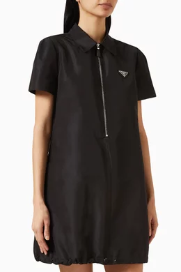 【プラダ・PRADA】Silk polo mini-dress Prada Grey Slate Grey Silk Dress | ModeSens
