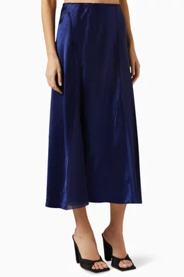 Buy Vince Blue Sheer Panelled Slip Midi Skirt in Satin For Women Online Ounass Saudi