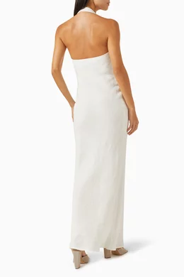 Buy St Agni Neutral Bias Maxi Dress in Linen For Women Online | Ounass Saudi