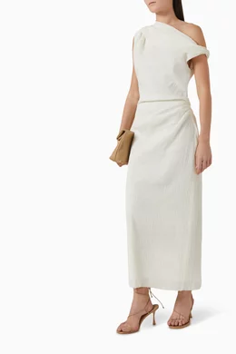 Buy ANNA QUAN White Eleni Draped Maxi Dress in Crinkled Cotton For Women  Online | Ounass Saudi