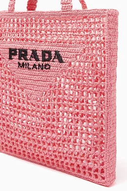 Buy Prada Pink Logo Crochet Tote Bag For Women Online Ounass Saudi