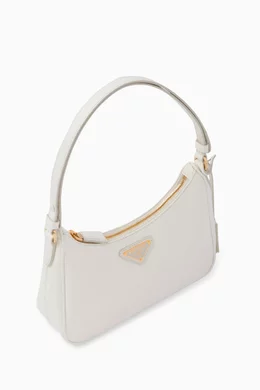 Buy Prada White Mini Re-Edition Shoulder Bag in Saffiano Leather