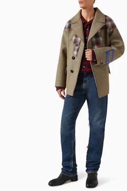 Buy Maison Margiela Brown x Pendleton Yoke Peacoat in Cotton mohair Blend For Men Online Ounass Saudi