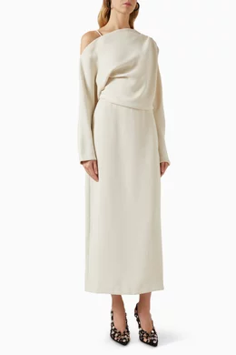 Buy Wynn Hamlyn Neutral Holly One-shoulder Maxi Dress For