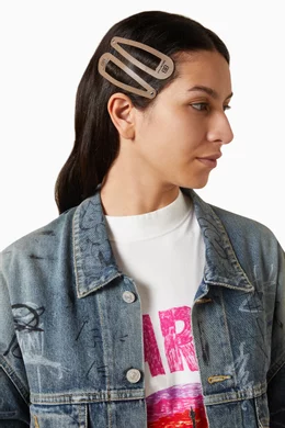 Buy Balenciaga Grey XXL Hair Clips in Matte Steel, Set of For