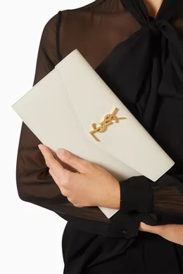 Buy SAINT LAURENT White Uptown Pouch in Grain de Poudre Embossed Leather For Women Online Ounass Saudi