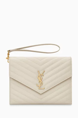 Buy SAINT LAURENT White Cassandre Flap Pouch in Matelasse Leather For Women Online Ounass Saudi