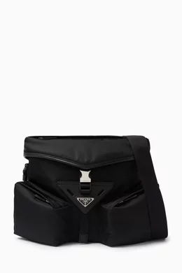 Buy Prada Black Logo Messenger Bag in Re Nylon Leather For Men Online Ounass Saudi