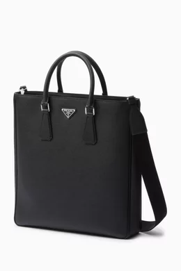 Buy Prada Black Logo Tote Bag in Saffiano Leather For Men Online Ounass Saudi