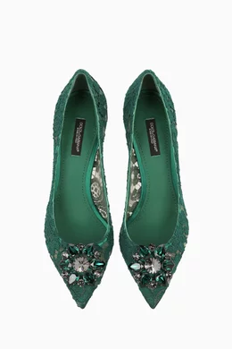 Buy Dolce Gabbana Green Bellucci Rainbow 60 Brooch Pumps in Lace