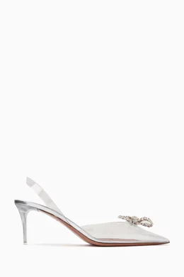 Buy Amina Muaddi White Rosie 60 Crystal-embellished Slingback