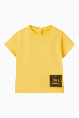 Buy Fendi Yellow Logo patch T shirt in Cotton For Baby Boys Online Ounass Saudi