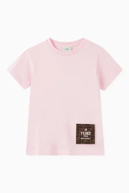 Buy Fendi Pink Logo Tag T Shirt in Cotton For Girls Online Ounass Saudi