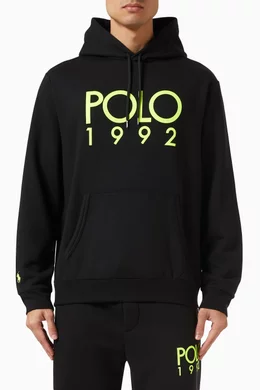 Buy Polo Ralph Lauren Black 1992 Logo Hoodie in Fleece For Men