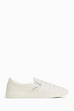 Buy Bottega Veneta White Sawyer Sneakers in Intrecciato