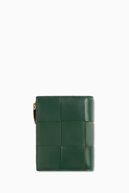 折りたたみ財布 BOTTEGA VENETA CASSETTE MEDIUM BI-FOLD ZIP WALLET Bottega Veneta Medium Cassette Leather Bifold Zip Wallet