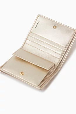 小物 MIU MIU Archive Clasp Wallet y2k Gold Buy Miu Miu Gold Small Flap Wallet in Matelassé Nappa Leather For