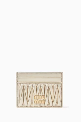 【関税&送料込】Miu Miu Gold Nappa Leather Card Holder Buy Miu Miu Gold Matelasse Card Holder in Nappa Leather For