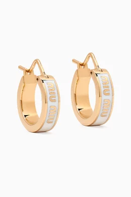 Buy Miu Miu White Small Logo Hoop Earrings For Women Online