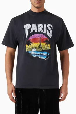 Buy Balenciaga Black Unisex Paris Tropical Medium-fit T-shirt in