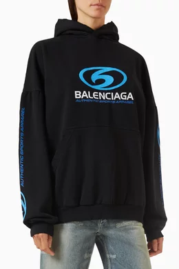 パーカー・フーディ BALENCIAGA SURFER ROUND OVERSIZE HOODIE UNISEX Balenciaga Men's' Surfer Round Hooded Sweatshirt in White