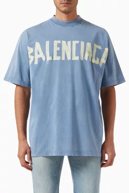 Buy Balenciaga Blue Medium-fit Tape Type T-shirt in Vintage