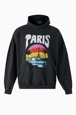 送料込み*BALENCIAGA*PARIS TROPICAL ROUND HOODIE Balenciaga Paris Tropical Round Hoodie Oversized | Saks