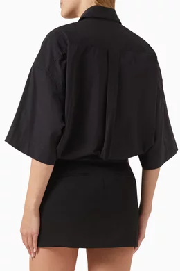 Buy Alexander Wang Black Belted Hybrid Mini Shirt Dress in Cotton nylon For Women Online Ounass Saudi