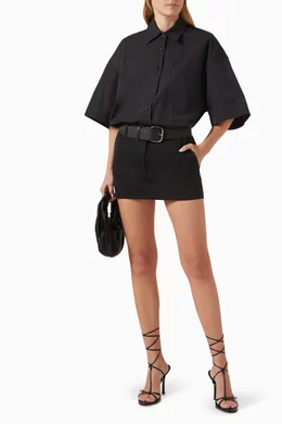 Buy Alexander Wang Black Belted Hybrid Mini Shirt Dress in