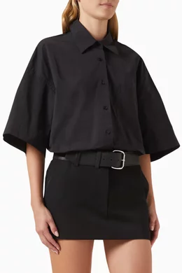Buy Alexander Wang Black Belted Hybrid Mini Shirt Dress in Cotton nylon For Women Online Ounass Saudi