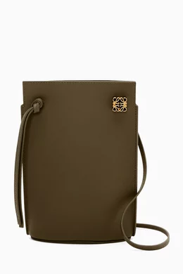 【国内発送】Dice pocket in classic calfskin Buy LOEWE Brown Dice Pocket Pouch in Classic Calfskin For