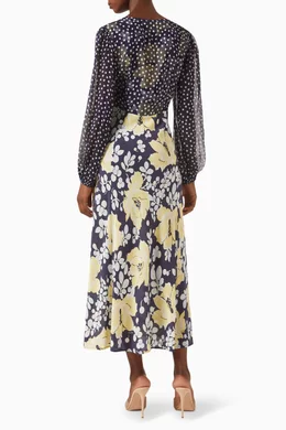 Buy RIXO Blue Melanie Dress in Silk For Women Online Ounass Saudi