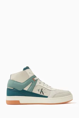 Buy Calvin Klein Jeans Neutral High top Logo Sneakers in Leather For Men Online Ounass Saudi