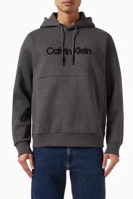 Buy Calvin Klein Grey Logo Hoodie in Cotton Blend For Men Online Ounass Saudi