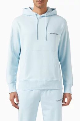Buy Calvin Klein Jeans Blue Institutional Logo Hoodie in Cotton For Men Online Ounass Saudi