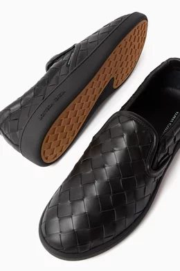 Buy Bottega Veneta Black Sawyer Sneakers in Intrecciato Leather