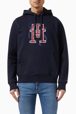 Buy Tommy Hilfiger Blue 1985 Collection Monogram Hoodie in Cotton