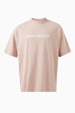 Buy Balenciaga Pink Unisex Mirror Logo Medium Fit T-shirt in
