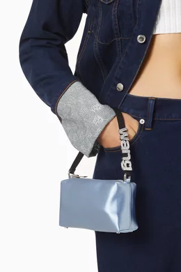 Buy Alexander Wang Blue Medium Heiress Pouch Bag in Satin For