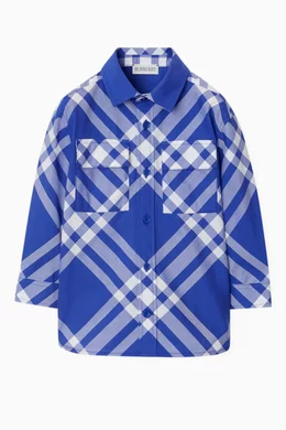 Buy Burberry Blue Check Print Shirt in Cotton For Boys Online Ounass Saudi