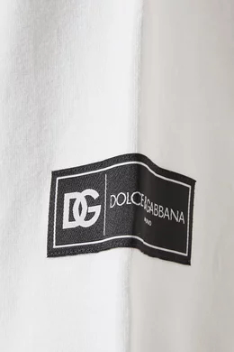 Buy Dolce Gabbana White Embroidered Logo T-Shirt in Cotton For