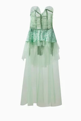 Buy Maison Margiela Green Ruffle Peplum Dress in Tulle For Women Online |  Ounass Saudi