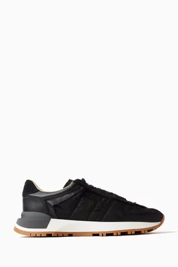 Buy Maison Margiela Black 50-50 Sneakers in Calfskin, Nylon & Mesh 