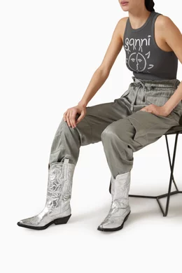 Ganni silver boots online