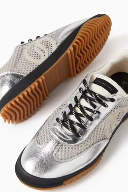 スニーカー Stella McCartney Silver synthetic leather S-Wave sneakers Buy Stella McCartney Silver S-Wave Sport Sneakers in Mesh