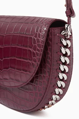Buy Stella McCartney Burgundy Medium Frayme Croc embossed Flap Shoulder Bag in Eco Alter Leather For Women Online Ounass Saudi