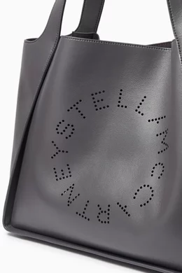 【Stella McCartney】logo distressed leather tote bag Stella McCartney Logo Distressed Leather Tote Bag | Grey
