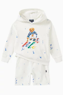 Buy Polo Ralph Lauren White Paint Splatter Bear Hoodie in Cotton For Boys Online Ounass Saudi