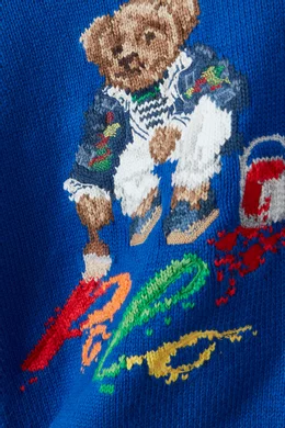 Buy Polo Ralph Lauren Blue Embroidered Bear Sweater in Cotton For Boys Online Ounass Saudi